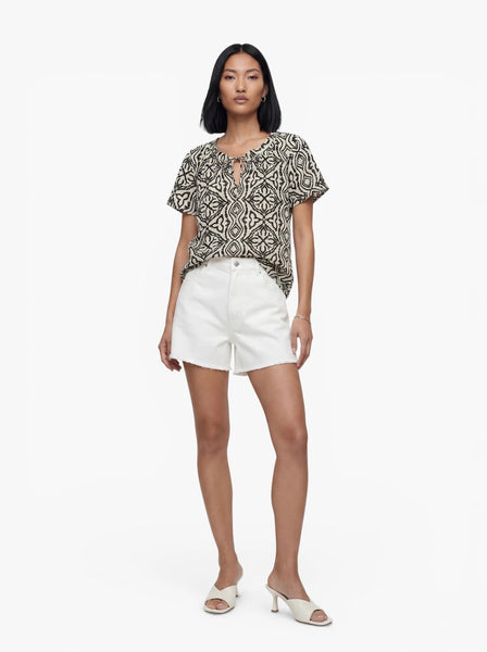 VM Short Sleeve Relaxed Fit Patterned Top