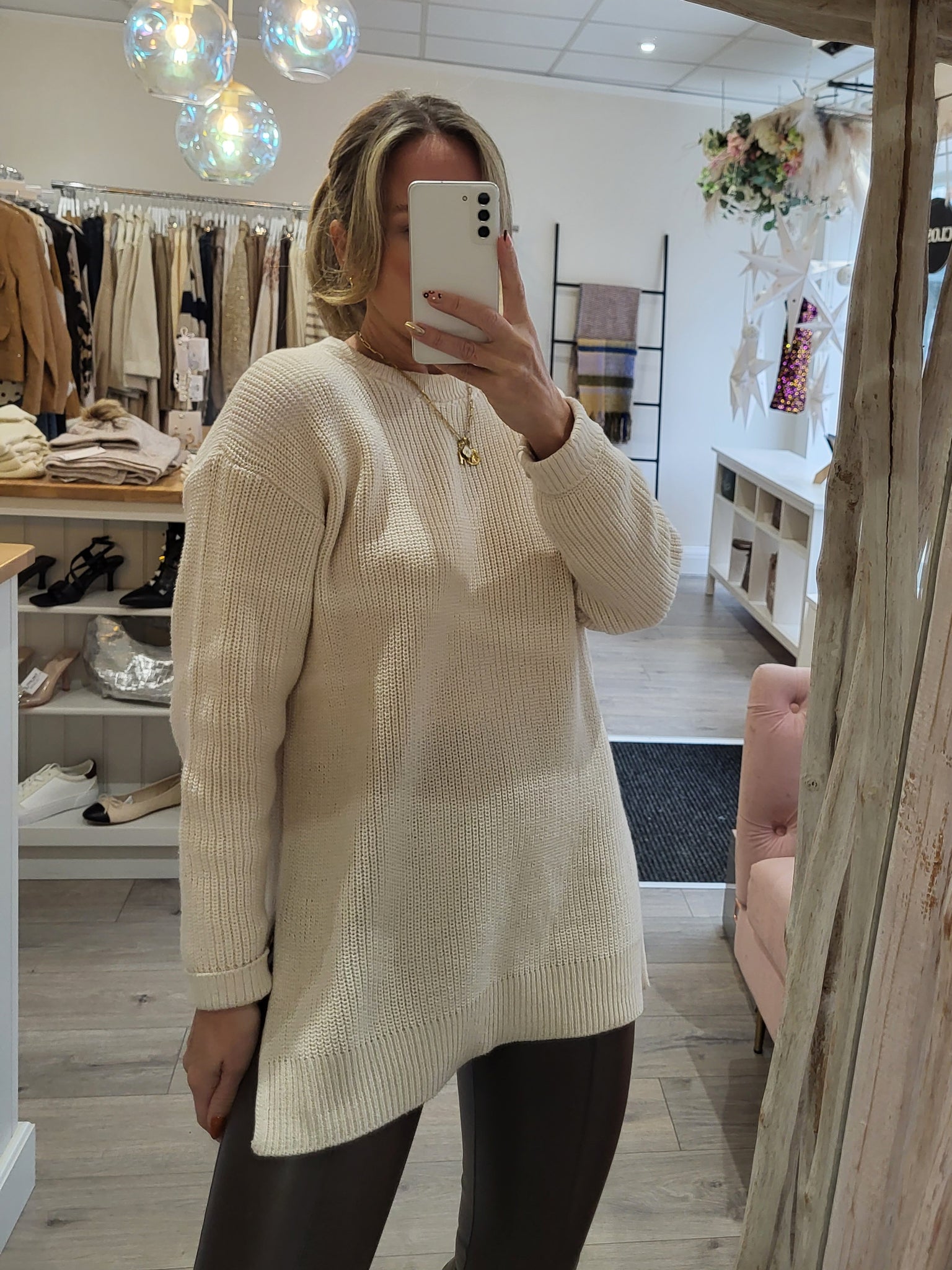 Cream longline 2025 jumper