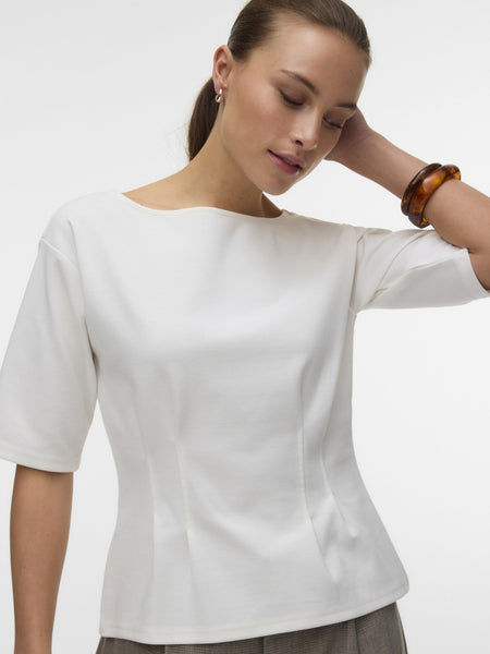 VM Boatneck Cinch Waist Short Sleeve Top