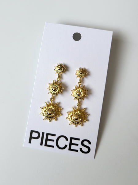 Pieces Gold Sun Drop Stud Earrings