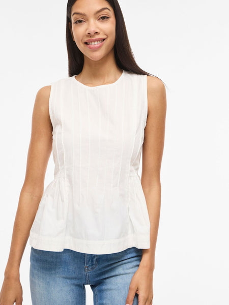 Vila Round Neck Sleeveless Peplum Top