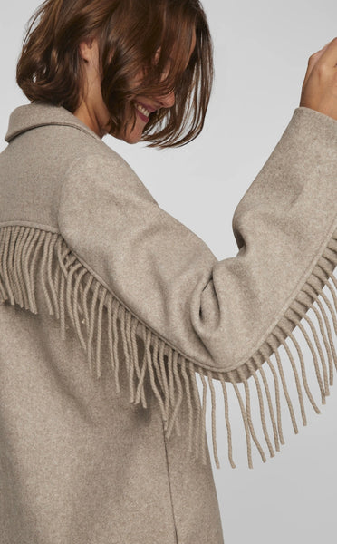Pieces Tassel Detail Jacket in Oat