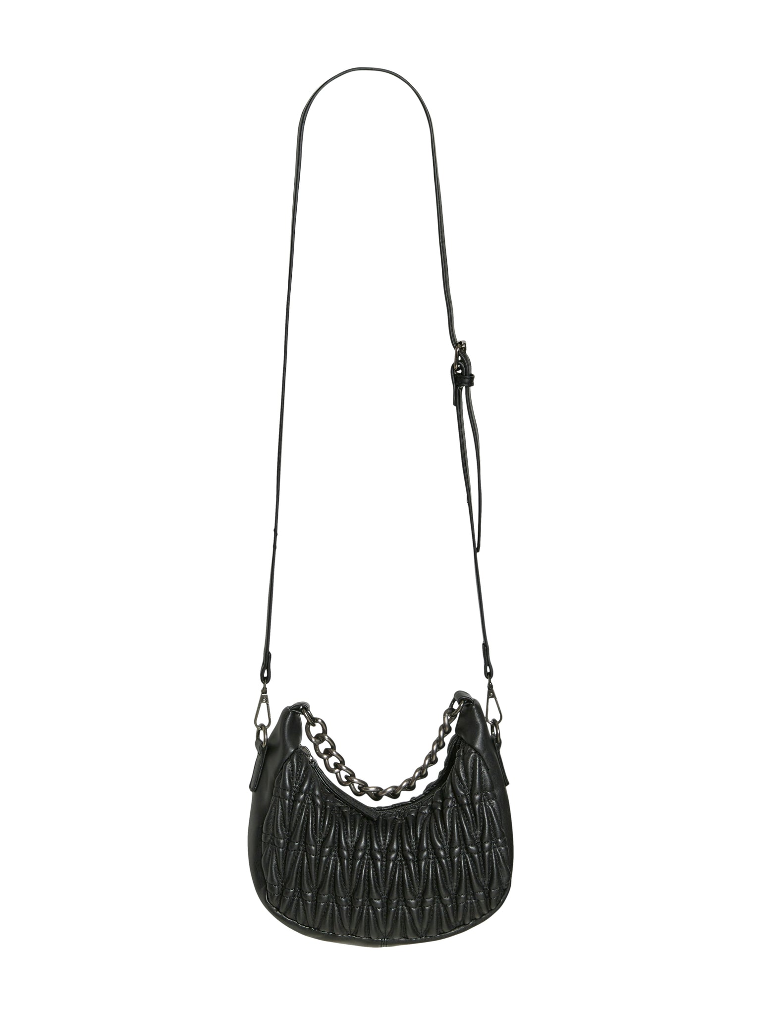 Vila Quilted Black Half Moon Faux Leather Bag