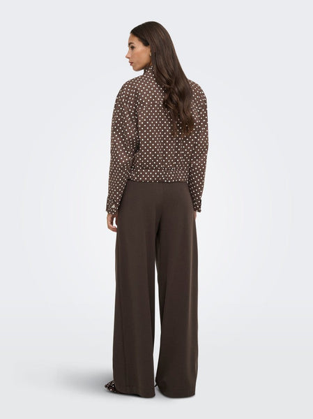 JDY Funnel Neck Jacket In Brown Polkadot
