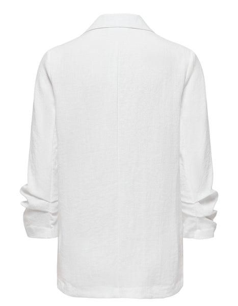 Only 3/4 Sleeve Oversized Linen Look Blazer In White