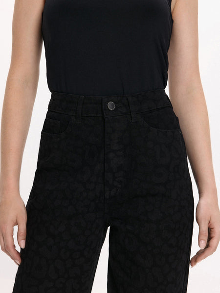 Vila Denim Leopard Straight Leg Jeans Co-ord In Black