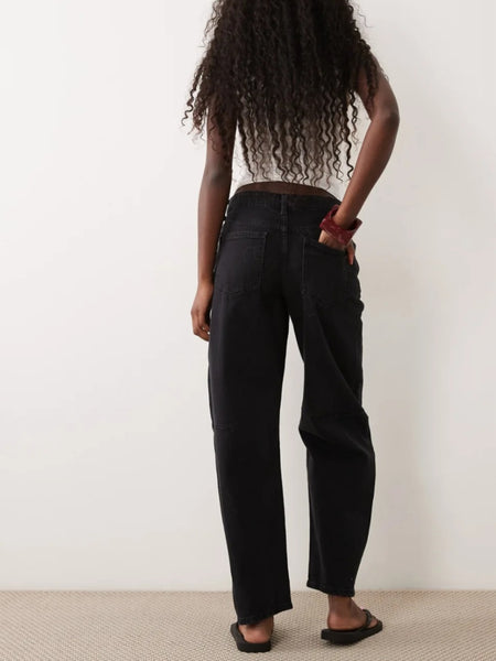 Vila Barrel Leg Jeans In Black