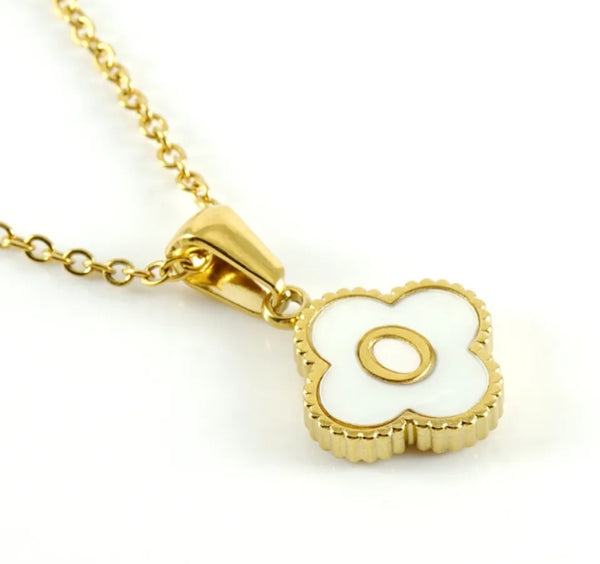 Gold Clover Initial Necklace