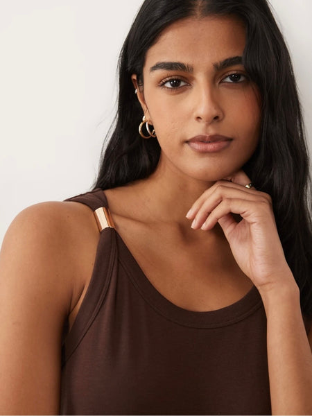 JDY Buckle Detail Jersey Vest Top In Brown