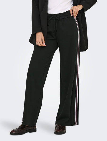 Only Side Stripe Wide Leg Trousers In Black