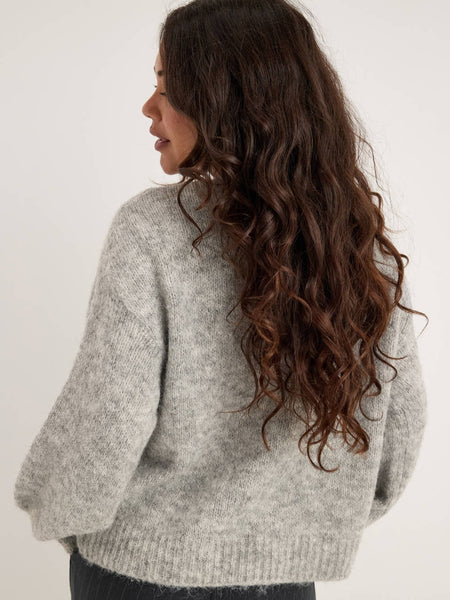 Only Lace Tie Front Long Sleeve Cardigan In Grey