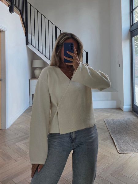 Pieces V-neck Wrap Front Knitted Cardigan