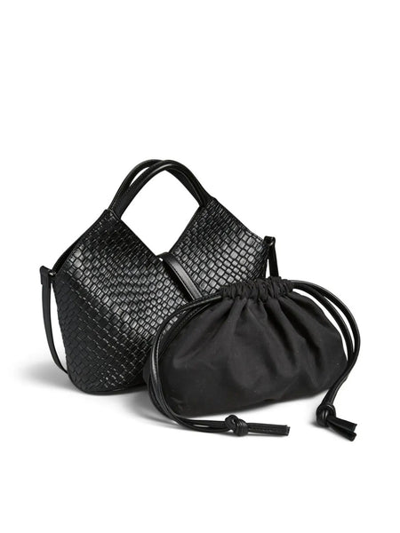 Pieces Woven Crossbody Bag In Black