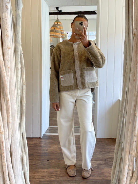 Pieces Round Neck Teddy Jacket