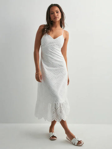 Pieces Broderie Anglaise White Sun Dress