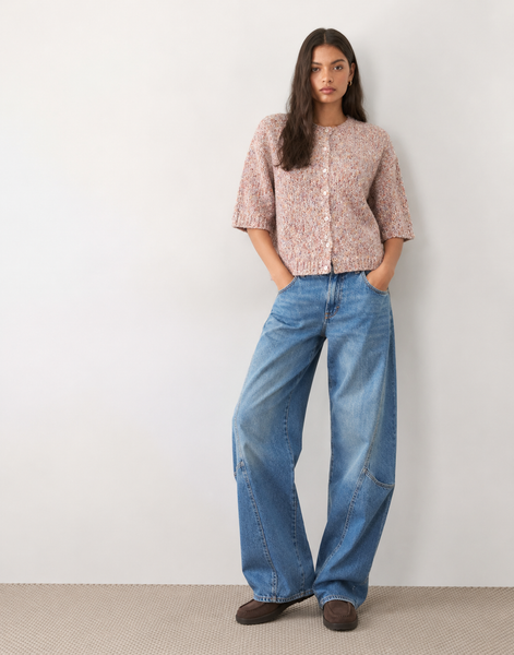 Only 3/4 Sleeve Round Neck Cardigan