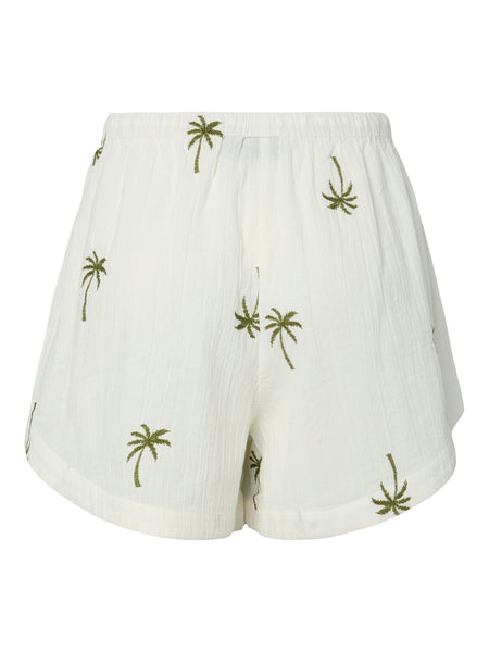 Pieces Cheesecloth Embroidered Palm Tree Shirt & Short Co-ord Set - Items Sold Separately