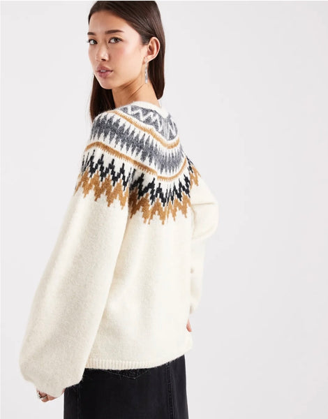 Only Patterned Round Neck Knitted Jumper