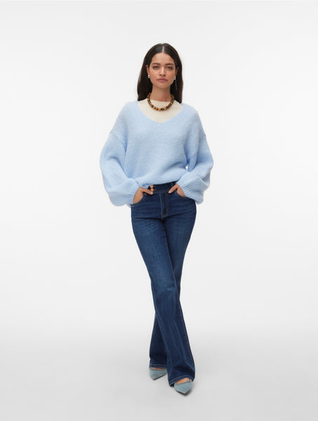 VM Slouchy Oversized 2Way Wear Knit Jumper In Baby Blue