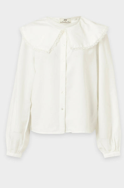 JDY Oversized Collar Detail Shirt In White