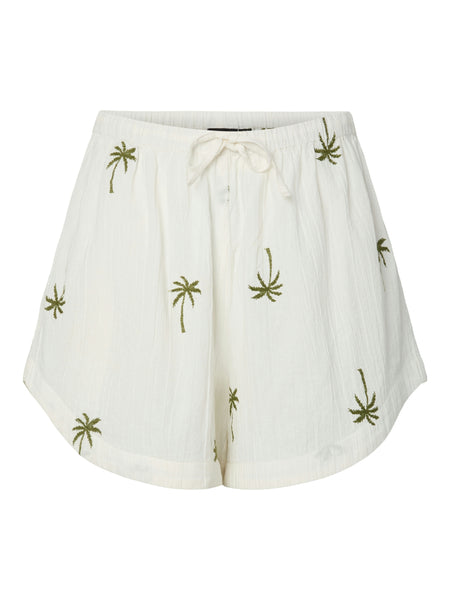 Pieces Cheesecloth Embroidered Palm Tree Shirt & Short Co-ord Set - Items Sold Separately