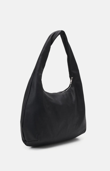 Pieces Oversized Faux Leather Slouchy Tote Bag In Black