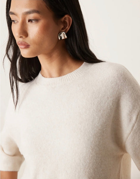 JDY Short Sleeve Knitted Jumper In Birch