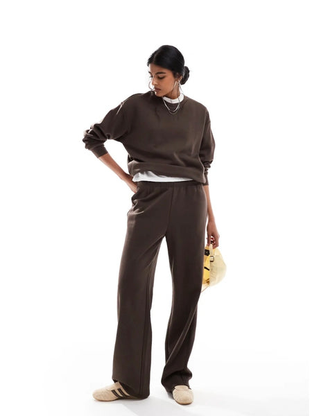 Pieces Oversized Sweatshirt In Chocolate Brown Part of a Co-ord Set - Items Sold Separately