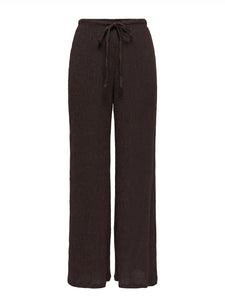 Only Plisse Wide Leg Trousers & Tshirt Co-ord Set In Coffee - Items Sold Separately
