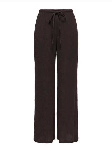 Only Plisse Wide Leg Trousers & Tshirt Co-ord Set In Coffee - Items Sold Separately