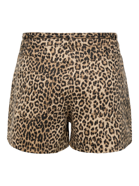 Only Leopard Print High Waist Denim Shorts