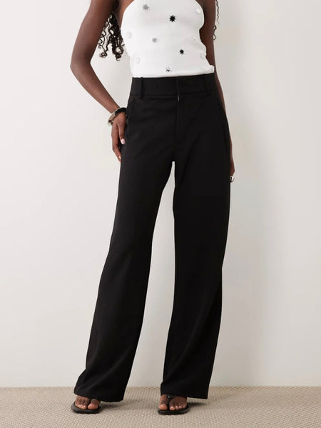JDY Wide Leg Tailored Trousers In Black