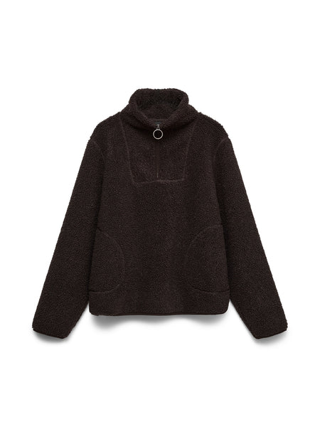 VM Zip Neck Teddy Fleece In Chocolate Brown