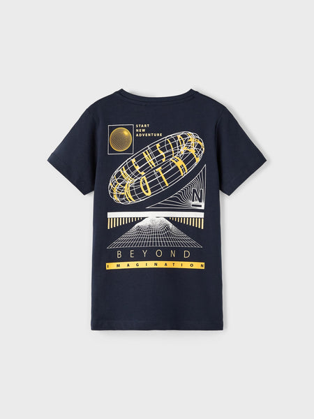 Boys Printed Back Tshirt In Navy