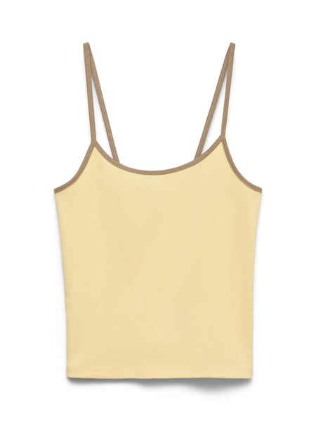 VM Contrast Trim Basic Vest Top In Pale Yellow
