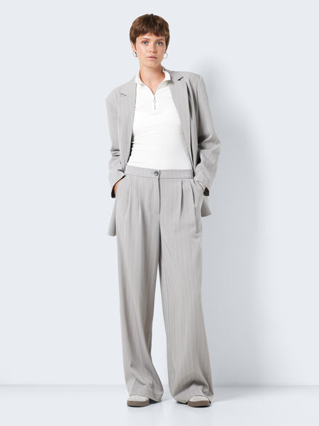 Noisy May Grey Pinstripe Oversized Blazer & Trouser Power Suit