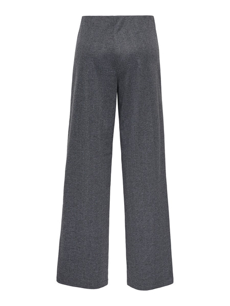 Only Herringbone Wide Leg Trousers In Dark Grey