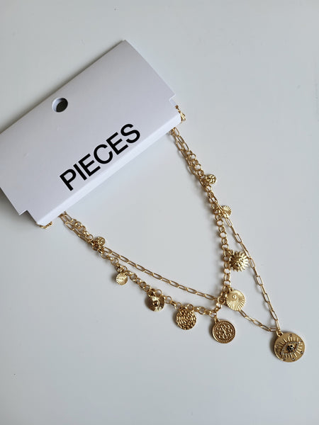 Pieces Gold Evil Eye Coin Two Piece Necklace
