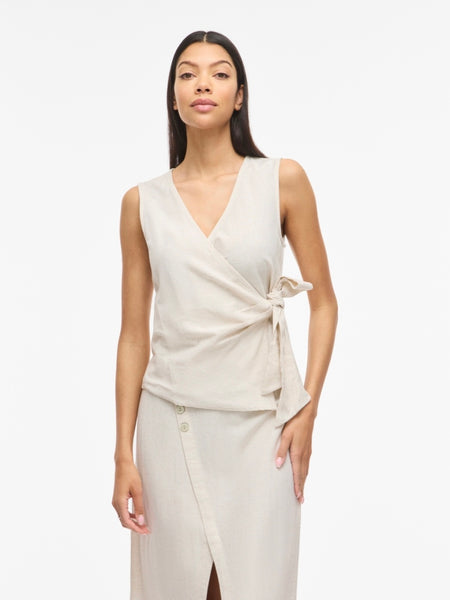 Vila Linen Tie Front Waistcoat - Part of a Co-ord Set