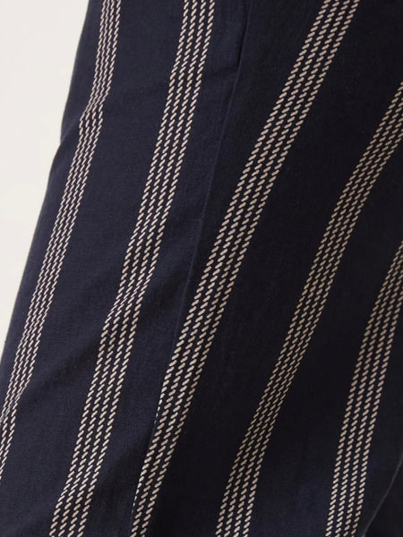 Vila Navy Rope Stripe Elasticated Tie Waist Wide Leg Trousers