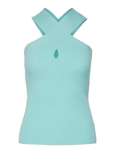 VM Crossover Ribbed Knit Top In Turquoise or Orange