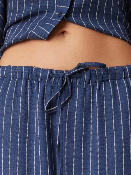 JDY Wide Leg Trousers In Blue Pinstripe