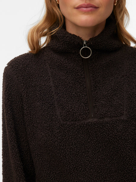 VM Zip Neck Teddy Fleece In Chocolate Brown