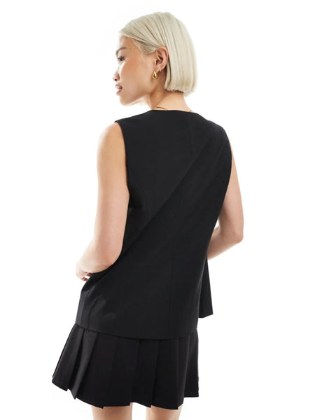 Only High Neck Waistcoat On Black