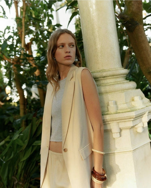 VM Waistcoat & Wide leg Trouser Co-ord In Cream