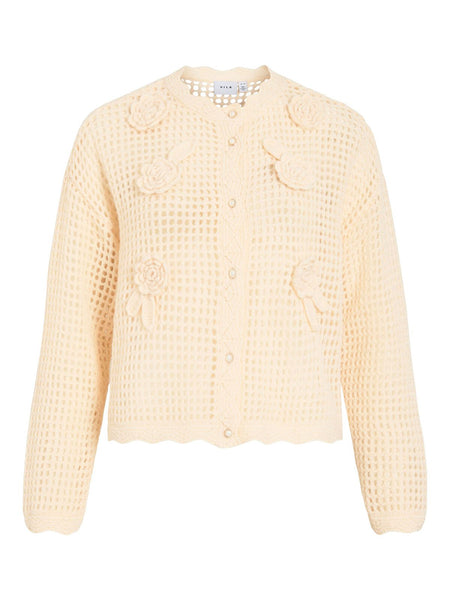 Vila Crochet 3D Floral Knit Cardigan