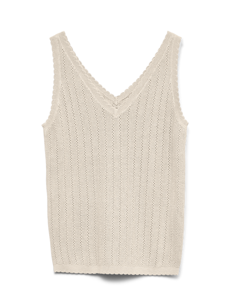 VM Knitted Tank Top With Scalloped Edge In Ecru