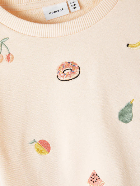 Girls Embroidered Boxy Sweatshirt In Peach