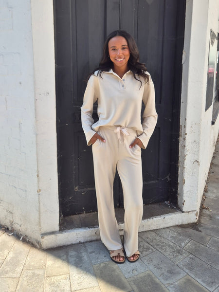 VM Long Sleeve Polo Top & Wide Leg Trouser Co-ord Set- Items Sold Separately