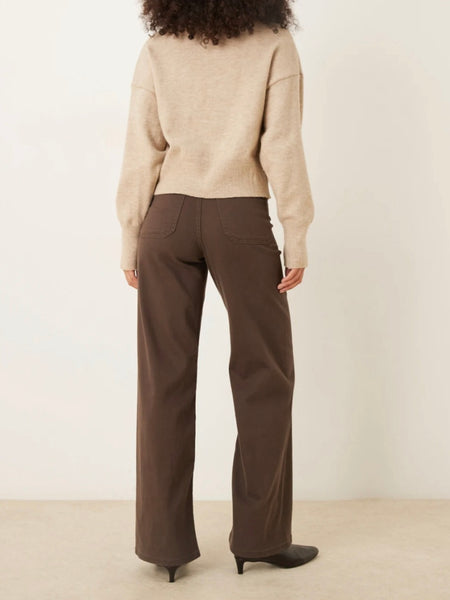 JDY Iris High Waist Wide Leg Jeans In Brown